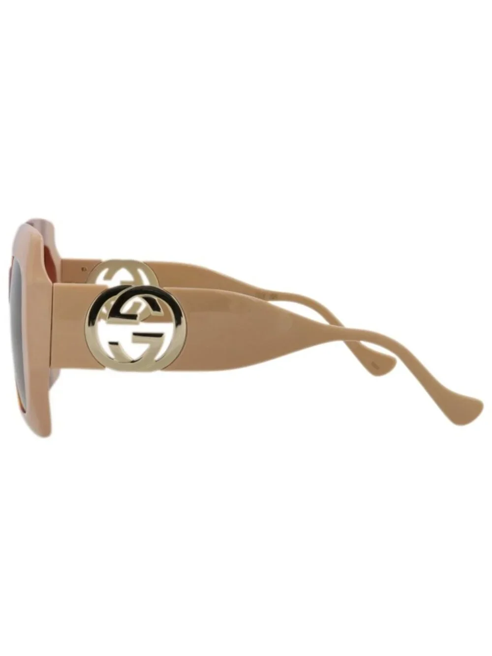 New Gucci Women's Sunglasses Square Rectangle Injection Frame Havana Ivory Brown
